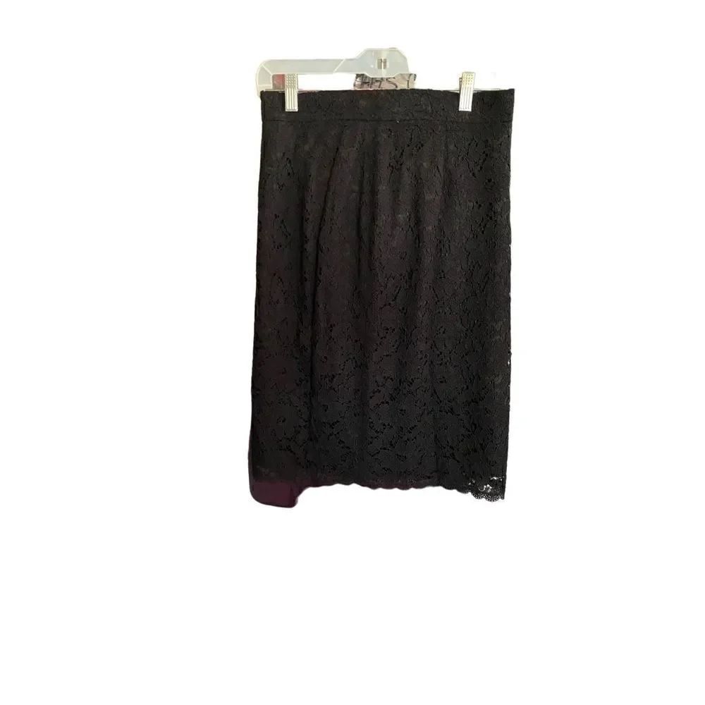 chaus vintage women’s black lace fully lined pencil skirt size 10